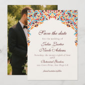 Whimsical Luxus Elfenbein Blumenstrauß Hochzeit Save The Date (Vorne/Hinten)