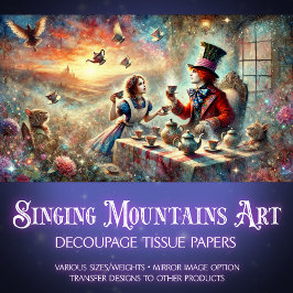 Whimsical Mad Hatter Tee Party Dekoupage Seidenpapier