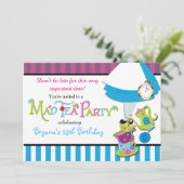 Whimsical MAD TEA PARTY CUPS Party Einladung (Stehend Vorderseite)