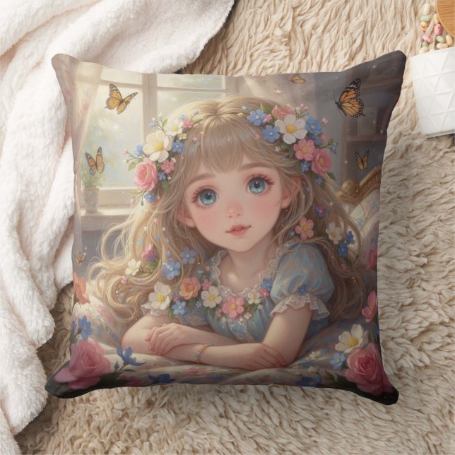 Whimsical Mädchen  Kissen (Decke)