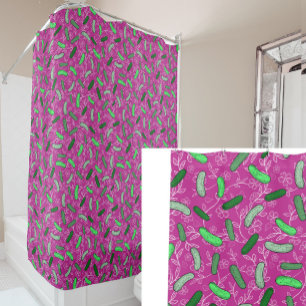 Whimsical Magenta Gurken Bunt Duschvorhang
