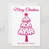 Whimsical Magenta Hand Drawn Weihnachtsbaum Feiertagskarte (Vorderseite)