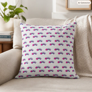 Whimsical Magenta Sternschnuppe Farbiger Regenboge Kissen