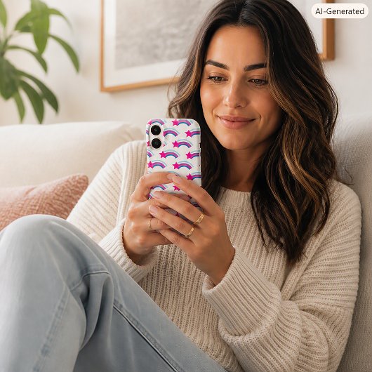Whimsical Magenta Sternschnuppe Regenbogen Muster Case-Mate iPhone Hülle