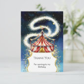 Whimsical Magic Circus Geburtstag Dankeskarte (Stehend Vorderseite)