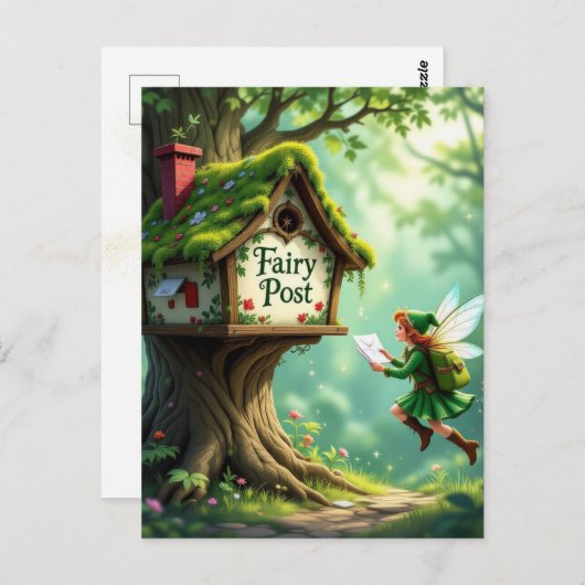 Whimsical Magic Fairy Child Party Einladung Postka Postkarte (Vorne/Hinten)