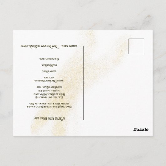 Whimsical Magic Fairy Child Party Einladung Postka Postkarte (Rückseite)