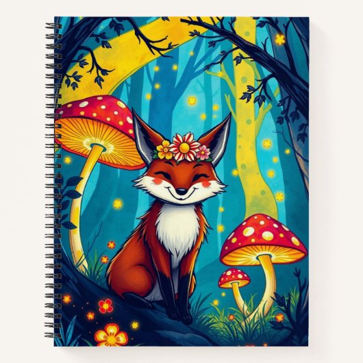 Whimsical Magic Forest Design/Niedlicher Fuchs Notizblock (Vorderseite)