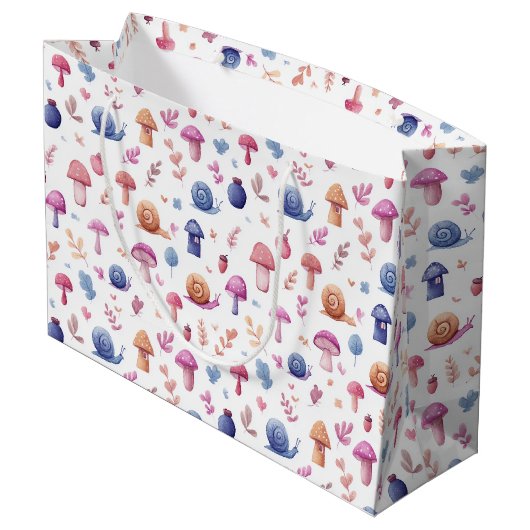 Whimsical Magic Garden Muster Große Geschenktasche Geschenktüte (Rückseite Schrägansicht)