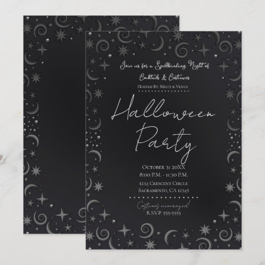 Whimsical Magic Halloween Cocktails Kostüme Party Einladung (Vorne/Hinten)