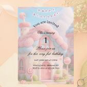 Whimsical Magic House Pink 1. Geburtstag  Einladung
