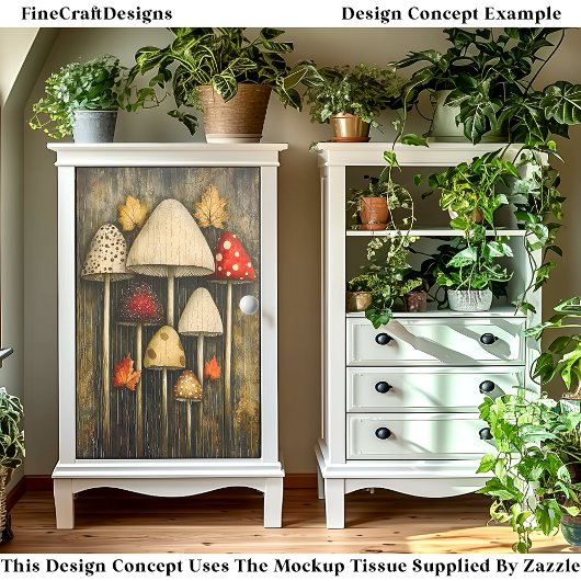 Whimsical Magic Mushrooms & Blätter AW9 Decoupage Seidenpapier