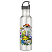 Whimsical Magic Mushrooms und Blume Edelstahlflasche (Vorderseite)
