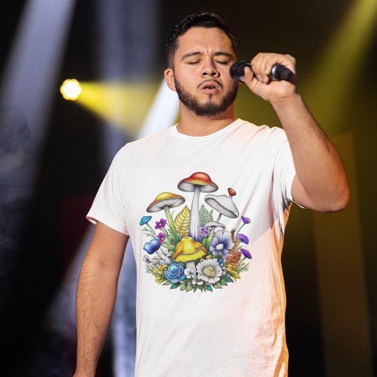 Whimsical Magic Mushrooms und Blume T-Shirt