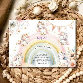 Whimsical Magic Pastel Unicorn Kindergeburtstag Einladung