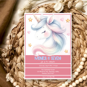 Whimsical Magic Pastel Unicorn Kindergeburtstag Einladung