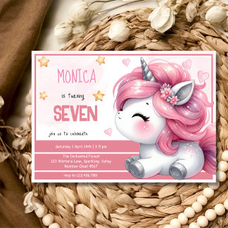 Whimsical Magic Pastel Unicorn Kindergeburtstag Einladung