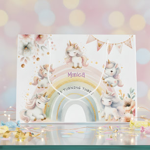 Whimsical Magic Pastel Unicorn Kindergeburtstag Große Geschenktüte