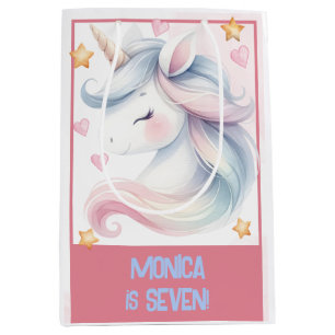 Whimsical Magic Pastel Unicorn Kindergeburtstag Mittlere Geschenktüte