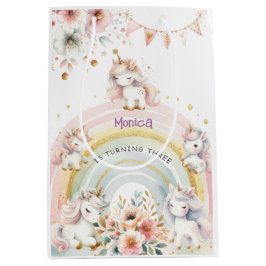 Whimsical Magic Pastel Unicorn Kindergeburtstag Mittlere Geschenktüte