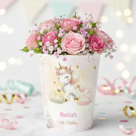 Whimsical Magic Pastel Unicorn Kindergeburtstag Pappbecher