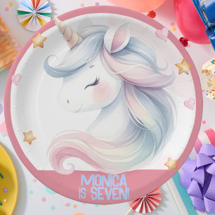 Whimsical Magic Pastel Unicorn Kindergeburtstag Pappteller