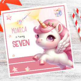 Whimsical Magic Pastel Unicorn Kindergeburtstag Serviette