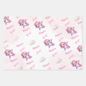 Whimsical magic pink dabbing unicorn Kindergeburts Geschenkpapier Set (Vorderseite 3)