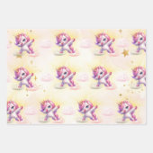 Whimsical magic pink dabbing unicorn Kindergeburts Geschenkpapier Set (Vorderseite 2)
