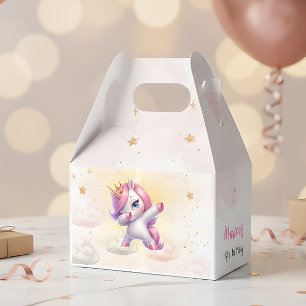 Whimsical magic pink dabbing unicorn Kindergeburts Geschenkschachtel