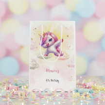 Whimsical magic pink dabbing unicorn Kindergeburts