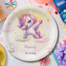 Whimsical magic pink dabbing unicorn Kindergeburts