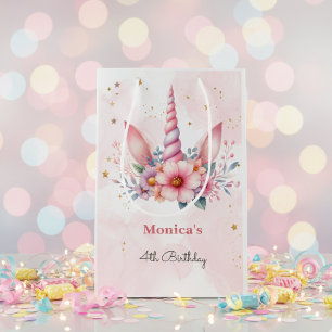 Whimsical magic pink unicorn horn Kindergeburtstag Mittlere Geschenktüte