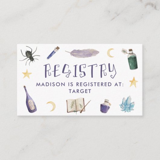 Whimsical Magic Pods QR Code Baby Registry Begleitkarte (Vorderseite)