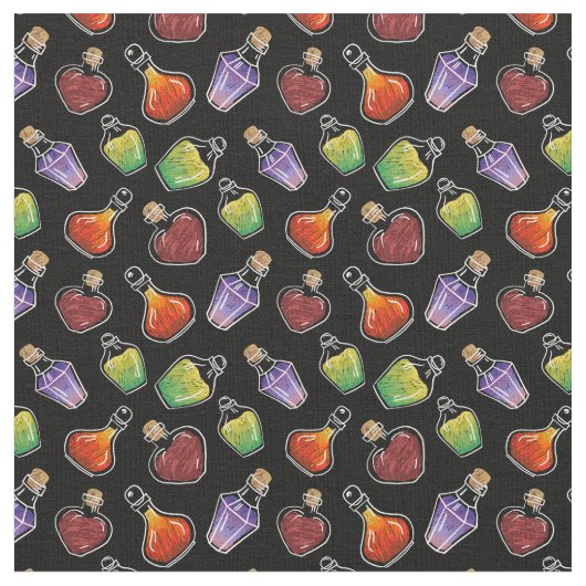 Whimsical Magic Tasse Flaschen Muster Fabric Stoff (Nahaufnahme)
