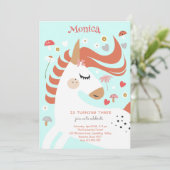 Whimsical magic unicorn Kindergeburtstag Einladung (Stehend Vorderseite)