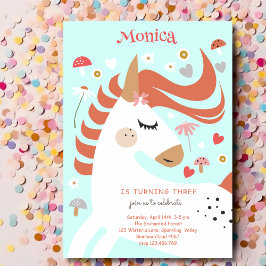 Whimsical magic unicorn Kindergeburtstag Einladung