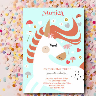 Whimsical magic unicorn Kindergeburtstag Einladung