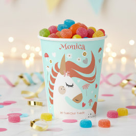 Whimsical magic unicorn Kindergeburtstag Pappbecher
