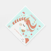 Whimsical magic unicorn Kindergeburtstag Serviette (Ecke)