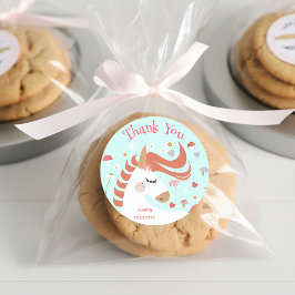 Whimsical magic unicorn Kindergeburtstag vielen Da Runder Aufkleber