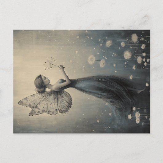 Whimsical Magical Dandelion Fairy Postkarte (Vorderseite)