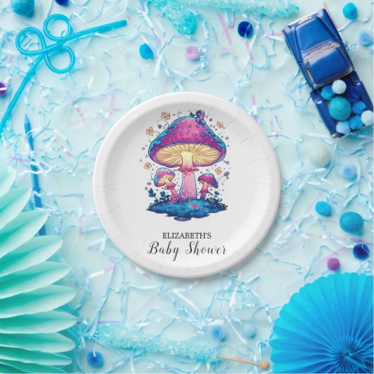 Whimsical Magical Mushroom Baby Dusche Pappteller (Party)