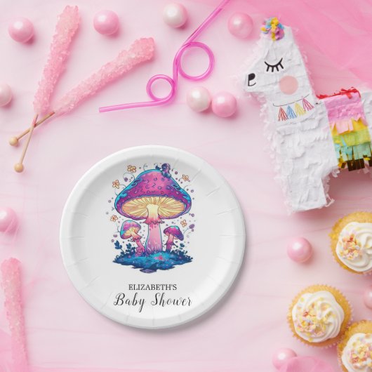 Whimsical Magical Mushroom Baby Dusche Pappteller (Party)