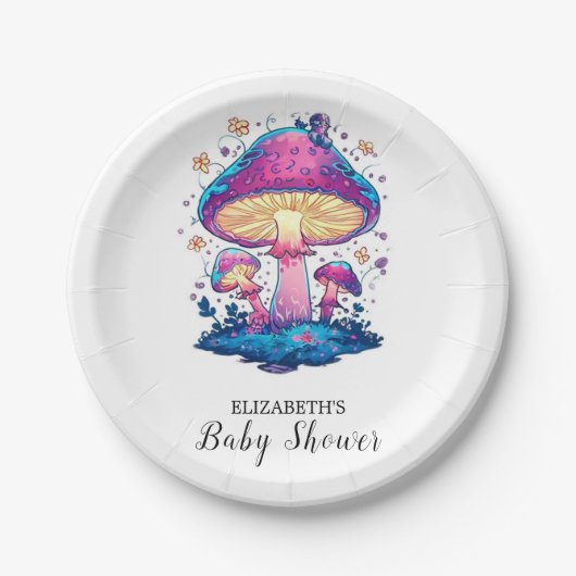Whimsical Magical Mushroom Baby Dusche Pappteller (Vorderseite)