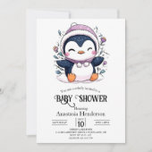 Whimsical Magical Pinguin Baby Dusche Einladung (Vorderseite)