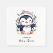 Whimsical Magical Pinguin Baby Dusche Serviette (Vorderseite)
