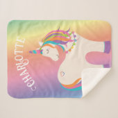 Whimsical Magical Rainbow Einhorn Personalisiert Sherpadecke (Vorderseite (Horizontal))