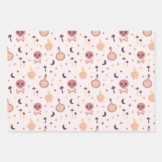 Whimsical Magical rosa Hexenthema Geschenkpapier Set (Vorderseite 2)