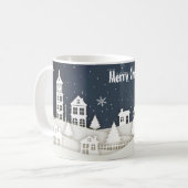 Whimsical Magical Snow Xmas Chic Blue Coffee Tasse (Vorderseite Links)